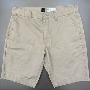 RVCA Men’s Tan Weekender Chino Flat Front Classic Style Shorts - Size 32